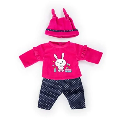 Imagen de Bayer Design Ropa 42 a 46cm, Accesorios para muñeca, Top y Gorra, Conjunto, Traje con Conejos, Color rosa, azul, punteado (84679AA) , color/modelo surtido