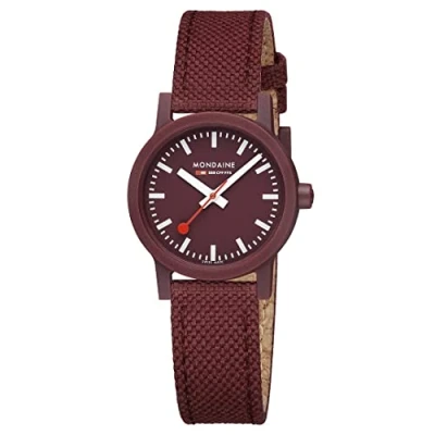 Imagen de Mondaine Essence Watch 32 mm/textil reciclado de cereza oscura con costura y forro corcho