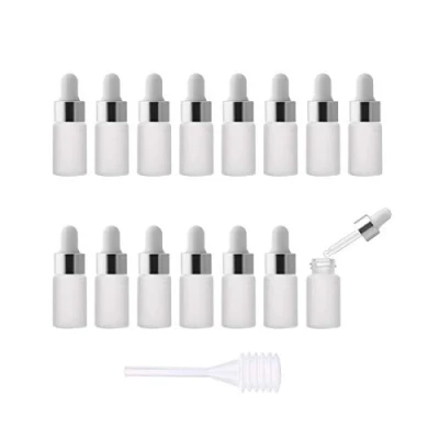Imagen de Enslz 15 unidades de 3 ml mini botella cristal con cuentagotas aceite esencial esmerilado vacío, rellenable tapa rosca metal y bombilla goma (3 ml, plata)