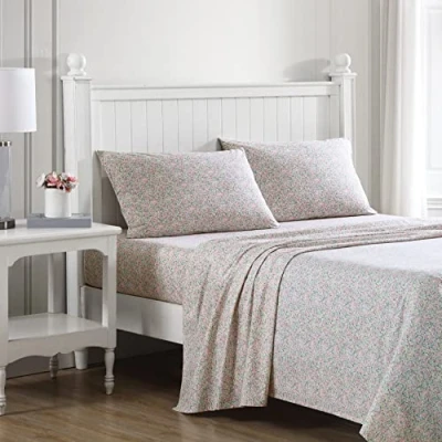 Imagen de Laura Ashley Sábanas King, Juego de Ropa Cama percal algodón, Ligeras y Transpirables para decoración del hogar (Rosa ovestone, King)