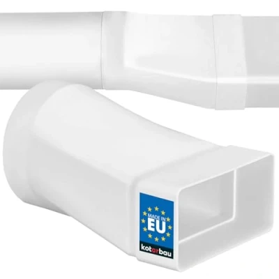 Imagen de KOTARBAU® conector de tubo rectangular 60 x 120 mm para redondo, adaptador plástico 100 mm, conducto escape, reductor sistemas ventilación, canal plano blanco a