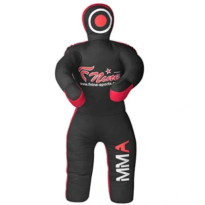 Imagen de MMA Maniquí de agarre para judo, lucha libre, Jiu Jitsu brasileño, sumisión y lanzamiento, bolsa lona sin relleno (negro rojo, 47 pulgadas (4 pies)