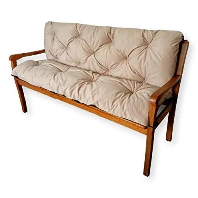 Imagen de 4L Textil cojin para Banco Jardin Exterior Cojines Bancos Palet (180x50x50 cm, Beige)