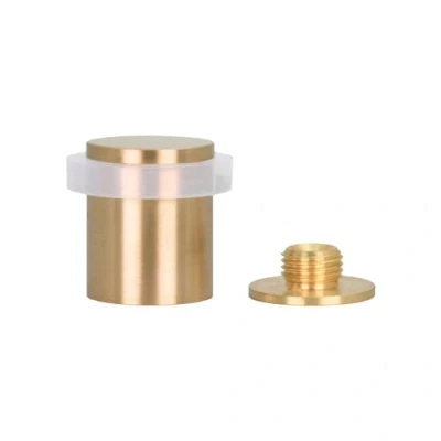 Imagen de Tope para Puertas 24 x 30 mm Base Roscada Laton Mate Goma Negra Incluye Tornillo + Taco de Sujeción EVI Herrajes I 18024X30 (34mm 30mm, Latón Blanca)