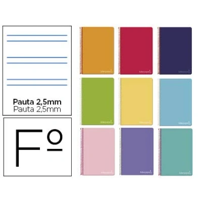 Imagen de Cuaderno espiral liderpapel folio witty tapa dura 80h 75gr pauta 2,5mm con margen colores surtidos