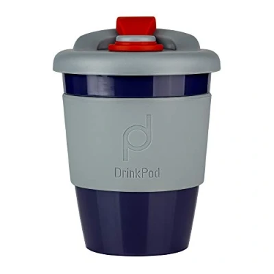 Imagen de DrinkPod taza de café reutilizable sin BPA 340 ml 12 oz café/taza viaje plástico Storm, gris