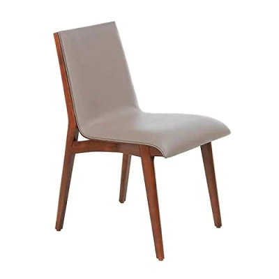 Imagen de Angel Cerda Silla Comedor tapizada en Polipiel Color visón con Estructura y Patas Fabricadas Madera Maciza de Fresno Nogal. Marca