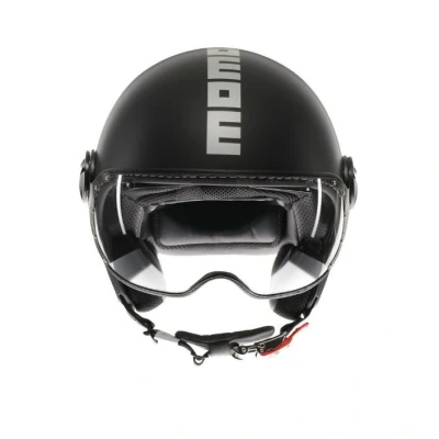 Imagen de MOMODESIGN FGTR EVO E2206 Casco Jet con Visera Parasol, Abierto para Moto y Scooter, Hombre Mujer, Negro Mate/Plateado, S
