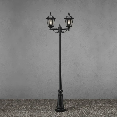 Imagen de Konstsmide Firenze 7234 750 Farola (25 x 63 220 cm, 2 Bombillas de 100 W, IP43, Aluminio Lacado, Acabado Mate), Color Negro