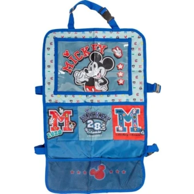 Imagen de TataWay in viaggio si cresce Disney Proteggisedile portaoggetti Tablet Organizer auto per bambini di colore grigio e blu con il simpatico topolino Mickey Mouse