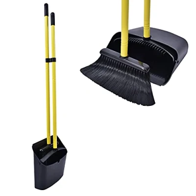 Imagen de Jekayla Escoba y recogedor, barredora recogedora de Polvo Combinados con una manija Extensible 137 cm Largo para el Barrido Limpieza del hogar (Negro)