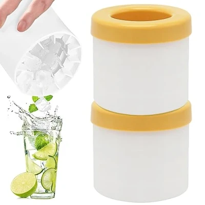 Imagen de Molde Hielo Silicona,Moldes Ice Maker Cubitera Silicona TAIZER 2PCS Cubiteras con Tapa Moldes Cubitos Cube Bandejas Cilindro