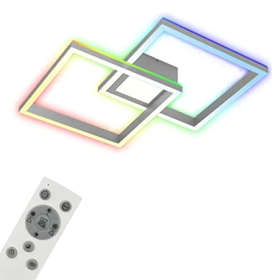 Imagen de BRILONER Lámpara de Techo RGB, Backlight LED, Regulable, Temperatura Color Ajustable, Marco LED Luz Media CCT, Control Remoto, Aluminio