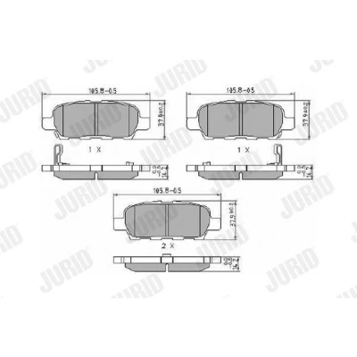 Imagen de JURID 572501J Juego de pastillas freno con avisador acústico desgaste sin accesorios NISSAN: Qashqai / Qashqai+2 I, Juke, X Trail