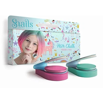 Imagen de Snails 510775 Tiza para el pelo niños a partir de 3 años, lavable, juego 2 unidades, diseño unicornio, color verde y rosa