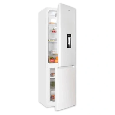 Imagen de Exquisit® Frigorífico Combi, 251L, Clase C, Material Acero Inoxidable, Tecnologia No Frost, Dispensador de Agua, Cajón Verdulero, Estantes Cristal, Consumo 141 kWh/año, Medidas 180,5x54x60 Cm.