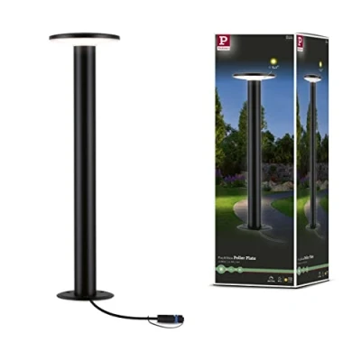Imagen de Paulmann 94312 Luminaria exterior LED Plug&amp;Shine, Poller Plate, incl. 1x6,1 W, reg., IP44 protección salpicaduras, antracita, jardín, plástico 3000 K