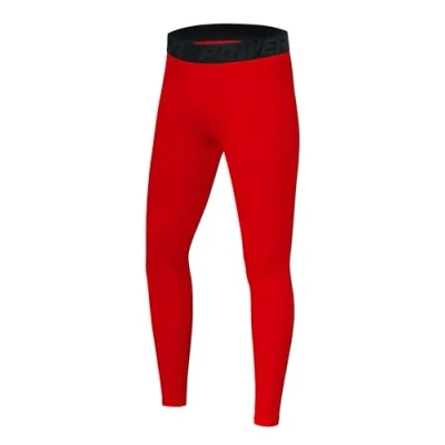 Imagen de PowerLayer Hombre Mallas de Compresion Termicas para Running Pantalon Deporte Rojo, M