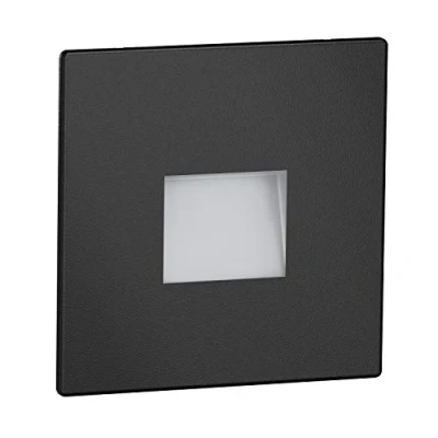 Imagen de ledscom.de LED luz de escalera/luz pared empotrada FOW para interior y exterior, downlight, angular, negro, 85 x 85mm, blanco frío, orientación, foco empotrado, iluminación