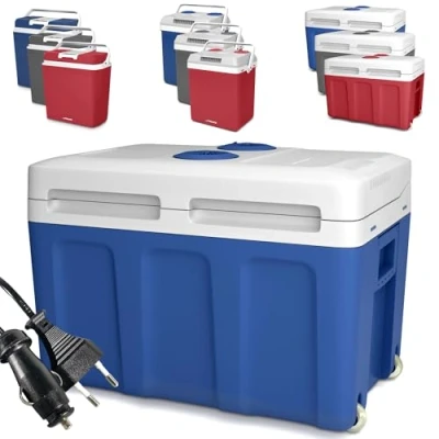 Imagen de Jago® Nevera Portátil Rígida, con Asa, 20/25/40 L, 12/220 V, Color a Elegir: Azul/Antracita Mini Eléctrica para Alimentos y Bebidas, Playa, Coche, Picnic, Camping