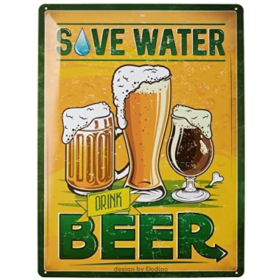 Imagen de DODINO Cartel de chapa retro 30x40cm, Idea Regalo para Amantes a Cerveza, metálico, Diseño Vintage, Original o como Accesorio Bar