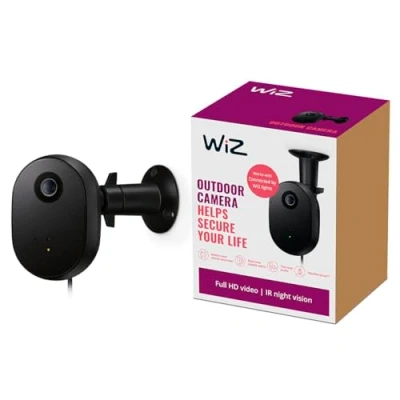 Imagen de WiZ Cámara de Seguridad para Exteriores Vídeo Full HD, visión Nocturna IR, detección Movimiento y Sonido, se Conecta a tu Wi Fi, Control por Voz/App, Funciona con Google Home, Alexa HomeKit.