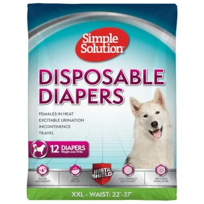 Imagen de Simple Solution Pañales desechables para perro perros mujeres, superabsorbentes, a prueba de fugas, mujeres con calor, orinación excitable, incontinencia o entrenamiento cachorros