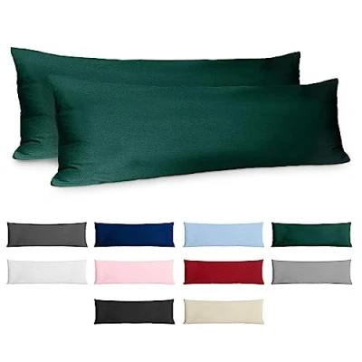 Imagen de Funda de Almohada 40x145 Algodón Reforzado (Pack 2) Verde Tela Apretada 57 Hilos/cm² 40 x 145 Certificación Oeko Tex Dreamzie