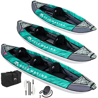 Imagen de Aqua Marina Set de Kayac Inflable Laxo 285 2020 9‘4‘‘ 1 Persona Canoa Piragua, Bomba, Bolsa x 95 cm Verde/Negro