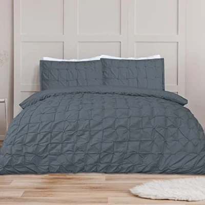 Imagen de Sleepdown 5056242756514 edredón y Funda de Almohada, Color Gris, Algodón, Juego Cama Individual