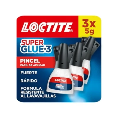 Imagen de Loctite Super Glue 3 Pincel (pack de tubos x 5 g), pegamento transparente con pincel, adhesivo universal triple resistencia, fuerza instantánea y fácil uso