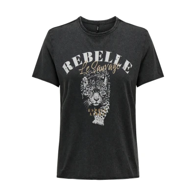 Imagen de ONLY Onllucy Camiseta estampada, Mujer, Talla: Large, Phantom rebelle miss