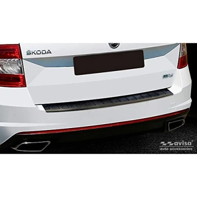 Imagen de Avisa Protector del Parachoques Trasero Inoxidable Negro Compatible con Skoda Octavia III Kombi RS 2013 2016 &amp; FL 2017 2020 &#039;Ribs&#039;