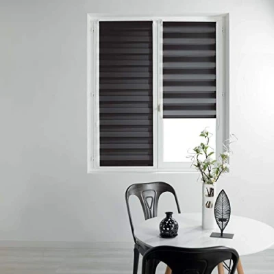 Imagen de Douceur d&#039;Intérieur Estor enrollador día y Noche, Algodón, Daynight Negro, 45 x 180 cm
