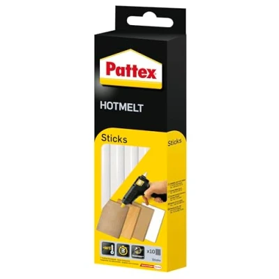 Imagen de Pattex Hotmelt Sticks barras de pegamento altísima transparencia para pistola caliente, 10 caliente hacer manualidades, decorar y reparar