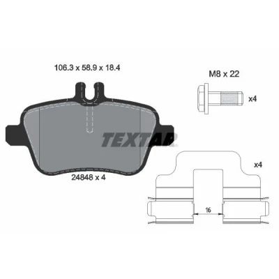 Imagen de TEXTAR 2484803 Juego de pastillas freno preparado para indicador desgaste con tornillos pinza accesorios MERCEDES BENZ: Clase A, B