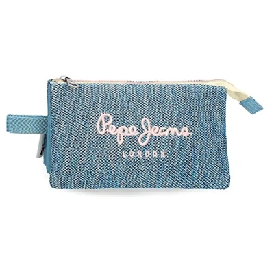 Imagen de Pepe Jeans Lena Estuche Triple Azul 22x12x5 cms Poliéster