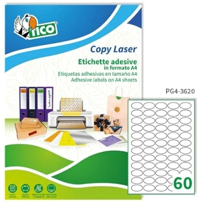 Imagen de Tico PG4 3620.Caja de 6000 etiquetas adhesivas blanca brillantes 36x 20 mm en A4