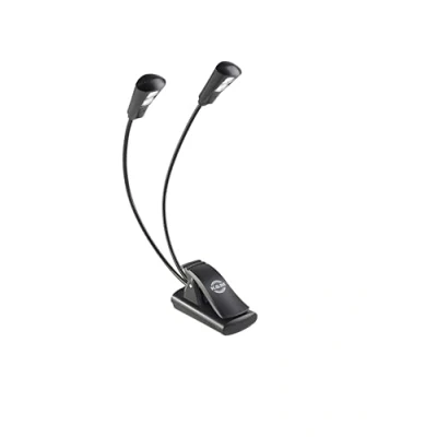 Imagen de K&amp;M 12244 Lámpara atril FlexLight LED doble negra conexión con abrazadera 2 cuellos de cisne flexibles, x 1300 Lux