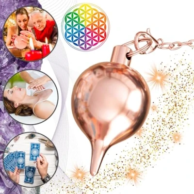 Imagen de Péndulo Adivinación Professional de Radiestesia Luzi Gota Agua en Latón Cobreado (26 GR) / Rose Gold Pendulo Universal Zahorí, Clarividencia Esoterismo