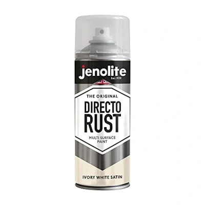 Imagen de JENOLITE DIRECTORUST Pintura en aerosol satinada BLANCO MARFIL 400ml multisuperficie todo uno: metal, madera, plástico Aplicar directamente sobre el óxido RAL 1013
