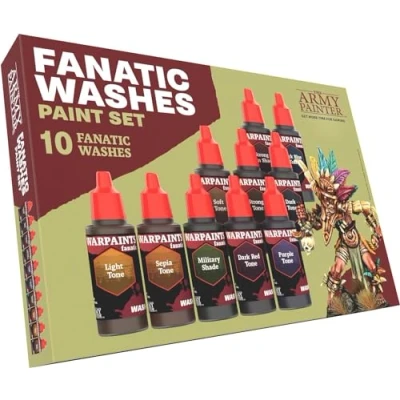 Imagen de The Army Painter Warpaints Fanatic: Washes Paint Set, Set Completo de 10 Pinturas Acrílicas en Botellas con Gotero 18mL para Lavar y Sombrear Modelos Miniatura