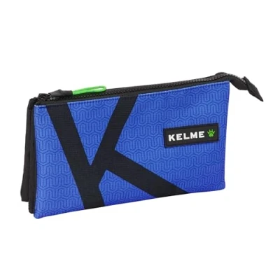 Imagen de Safta Kelme Royal Portatodo Triple, Estuche Infantil, Niño, Ideal para Niños en Edad Escolar, Cómodo y Versátil, Calidad Resistencia, 22x3x12 cm, Color Negro
