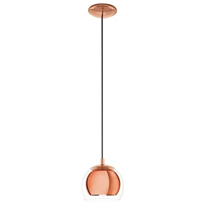Imagen de Eglo Rocamar lámpara colgante de 1 foco, metal en cobre y cristal transparente para mesa comedor salón, con casquillo E27
