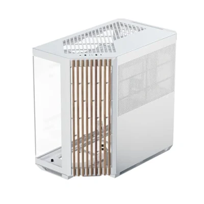 Imagen de APNX V1 Carcasa de PC ATX doble cámara con flujo aire media torre, paneles vidrio panorámico, 10 ranuras para ventilador, soporte radiador 360 mm, entrada angular 16 cm x 2,