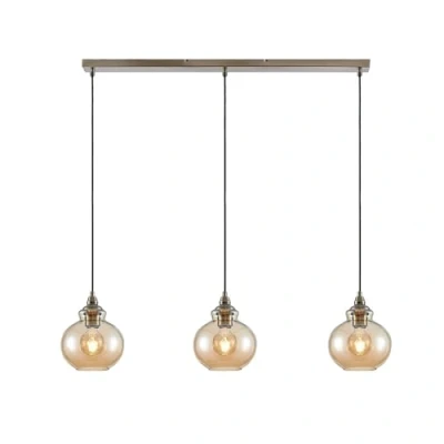 Imagen de Lindby lámpara colgante Tymoni, 3 luces, ámbar, cristal, Ø 20 cm