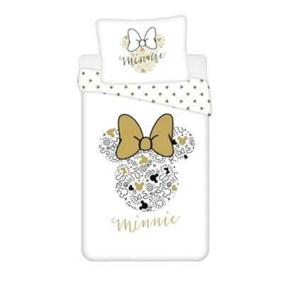 Imagen de Disney Minnie Mouse Juego de cama reversible para niños, 140 x 200 cm y almohada 70 90 cm, 100% algodón, cierre cremallera