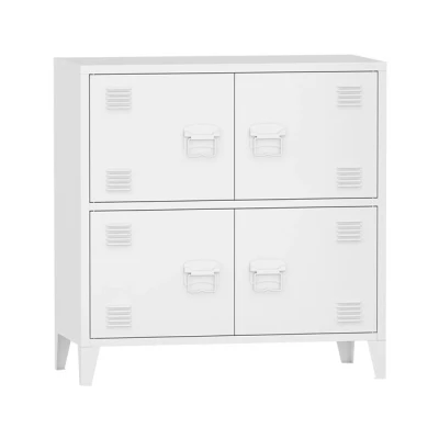 Imagen de [en.casa] Armario de Oficina Mueble Archivador Estudio con 2 Compartimentos y 4 Puertas Ranuras Ventilación Acero 82 x 80 40 cm Blanco