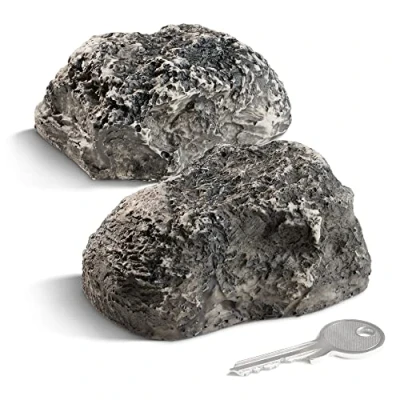 Imagen de com four® 2X Piedra para Llaves Little Rock de imitación con Compartimento Secreto Roca Artificial Geocaching Escondite Aspecto Maniquí