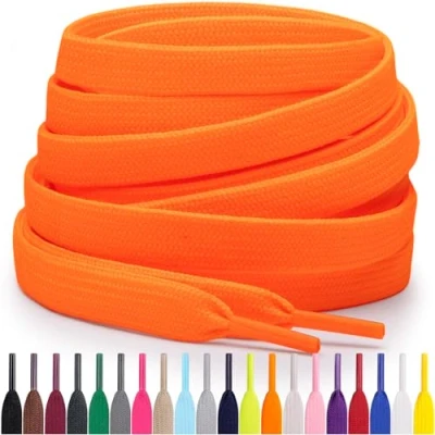 Imagen de Miscly Cordones Planos para Zapatillas, Disponibles en Varias Tallas y Colores (Naranja Neón, 137 cm)